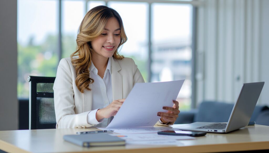 Modern-real-estate-investor-reviewing-financial-documents-and-architectural-plans